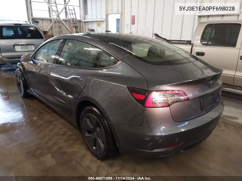 5YJ3E1EA0PF698028 2023 Tesla Model 3 Rear-Wheel Drive