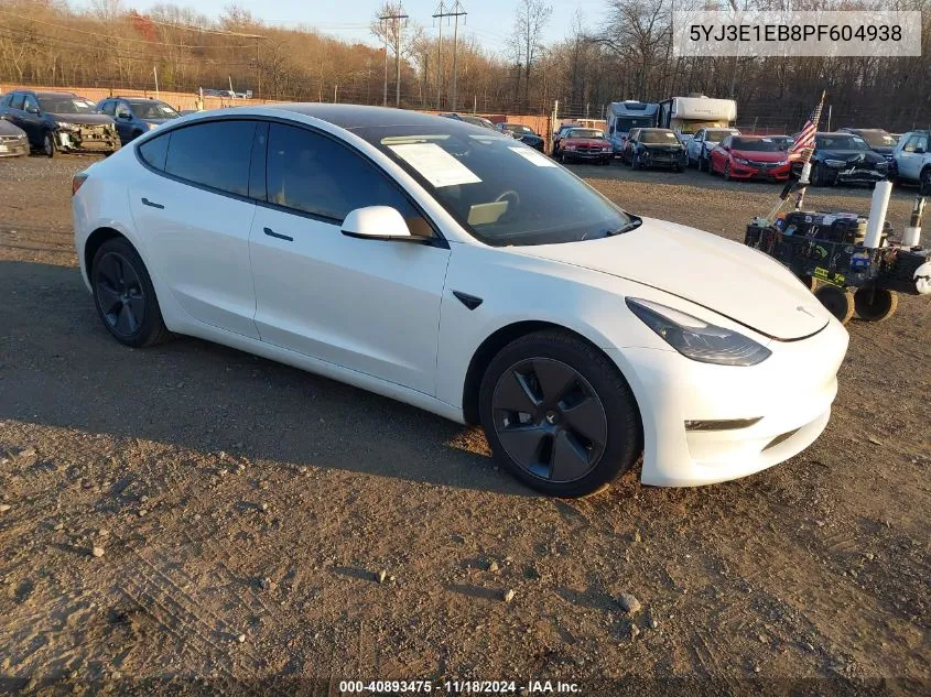 2023 Tesla Model 3 Long Range Dual Motor All-Wheel Drive VIN: 5YJ3E1EB8PF604938 Lot: 40893475