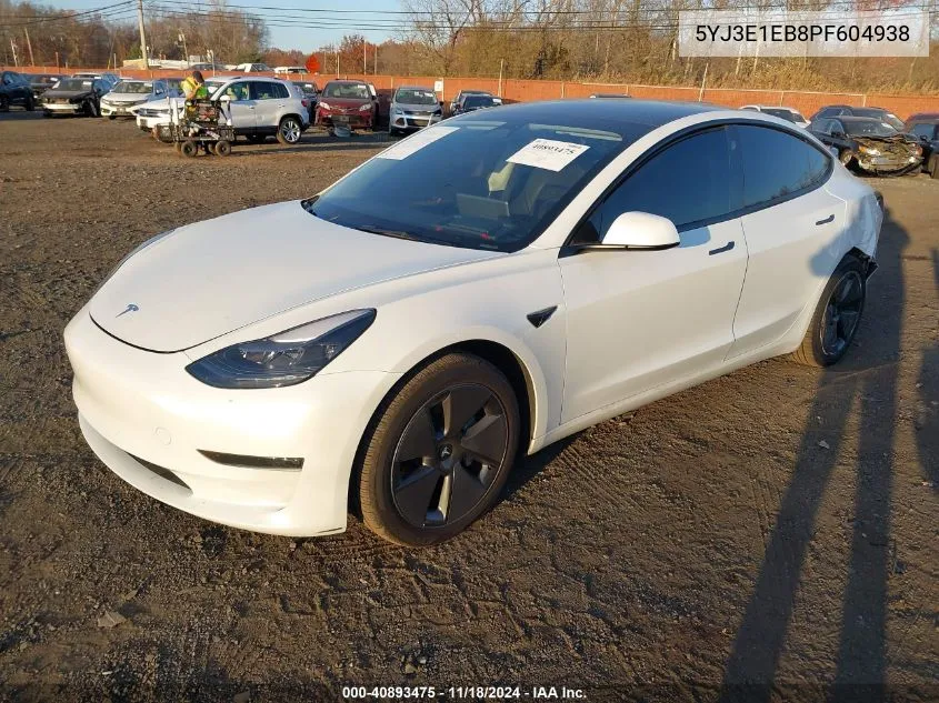 2023 Tesla Model 3 Long Range Dual Motor All-Wheel Drive VIN: 5YJ3E1EB8PF604938 Lot: 40893475