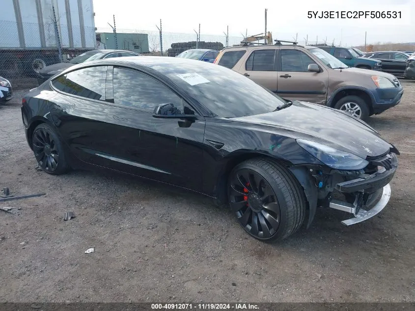 2023 Tesla Model 3 Performance Dual Motor All-Wheel Drive VIN: 5YJ3E1EC2PF506531 Lot: 40912071