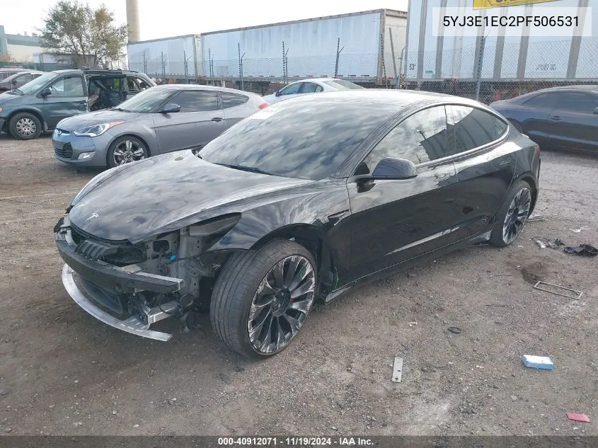 2023 Tesla Model 3 Performance Dual Motor All-Wheel Drive VIN: 5YJ3E1EC2PF506531 Lot: 40912071