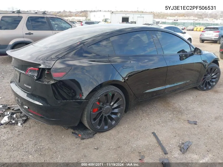 2023 Tesla Model 3 Performance Dual Motor All-Wheel Drive VIN: 5YJ3E1EC2PF506531 Lot: 40912071