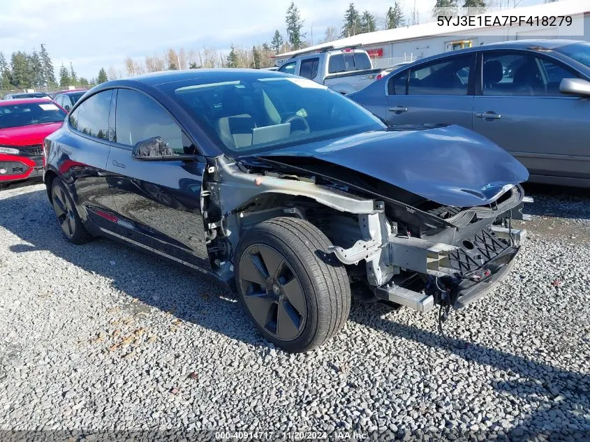 2023 Tesla Model 3 Rear-Wheel Drive VIN: 5YJ3E1EA7PF418279 Lot: 40914717