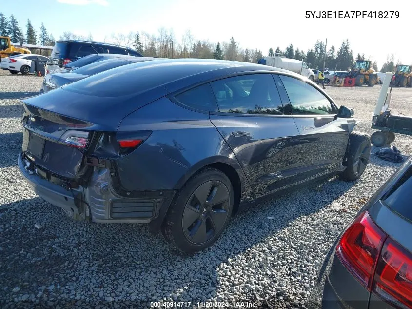 2023 Tesla Model 3 Rear-Wheel Drive VIN: 5YJ3E1EA7PF418279 Lot: 40914717