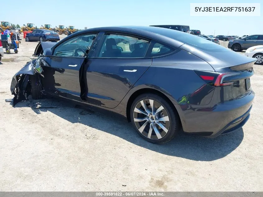 5YJ3E1EA2RF751637 2024 Tesla Model 3 Rear-Wheel Drive