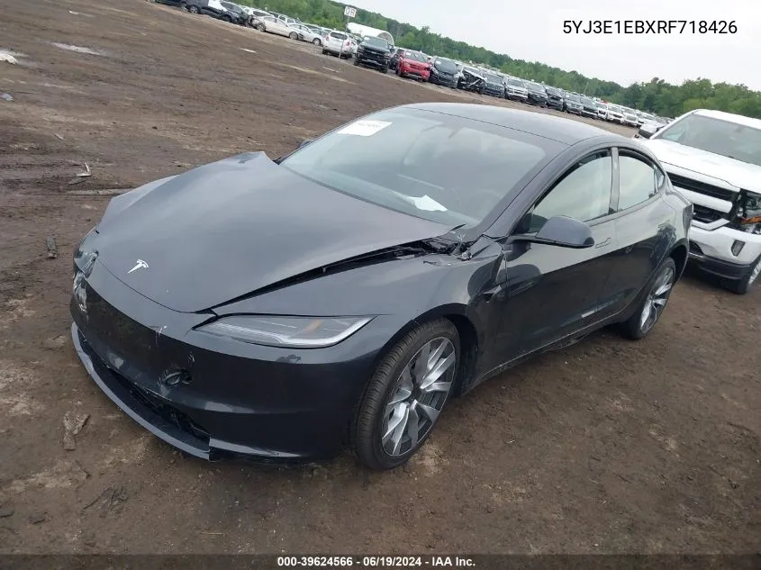 2024 Tesla Model 3 Long Range Dual Motor All-Wheel Drive VIN: 5YJ3E1EBXRF718426 Lot: 39624566