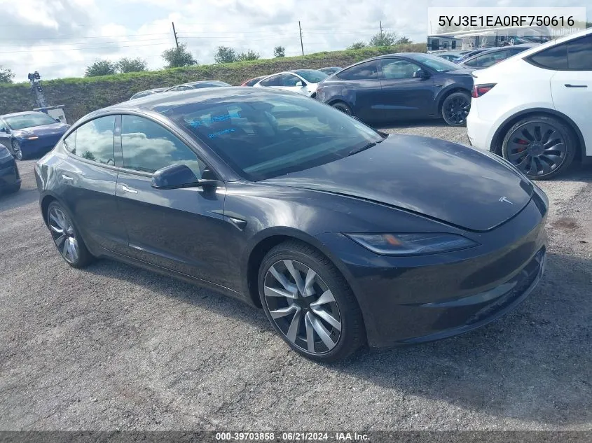 5YJ3E1EA0RF750616 2024 Tesla Model 3 Rear-Wheel Drive