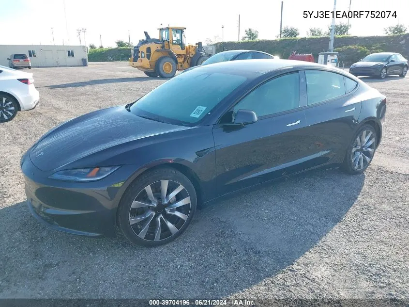 5YJ3E1EA0RF752074 2024 Tesla Model 3 Rear-Wheel Drive