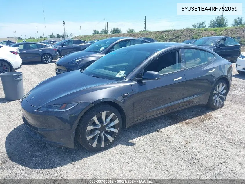 5YJ3E1EA4RF752059 2024 Tesla Model 3 Rear-Wheel Drive