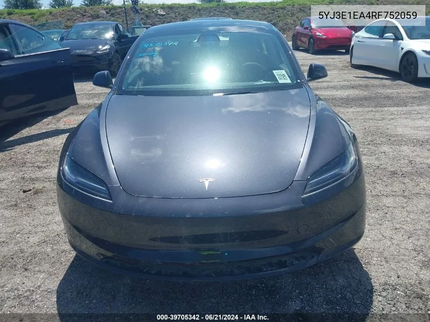 5YJ3E1EA4RF752059 2024 Tesla Model 3 Rear-Wheel Drive