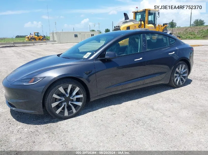 2024 Tesla Model 3 VIN: 5YJ3E1EA4RF752370 Lot: 39705364