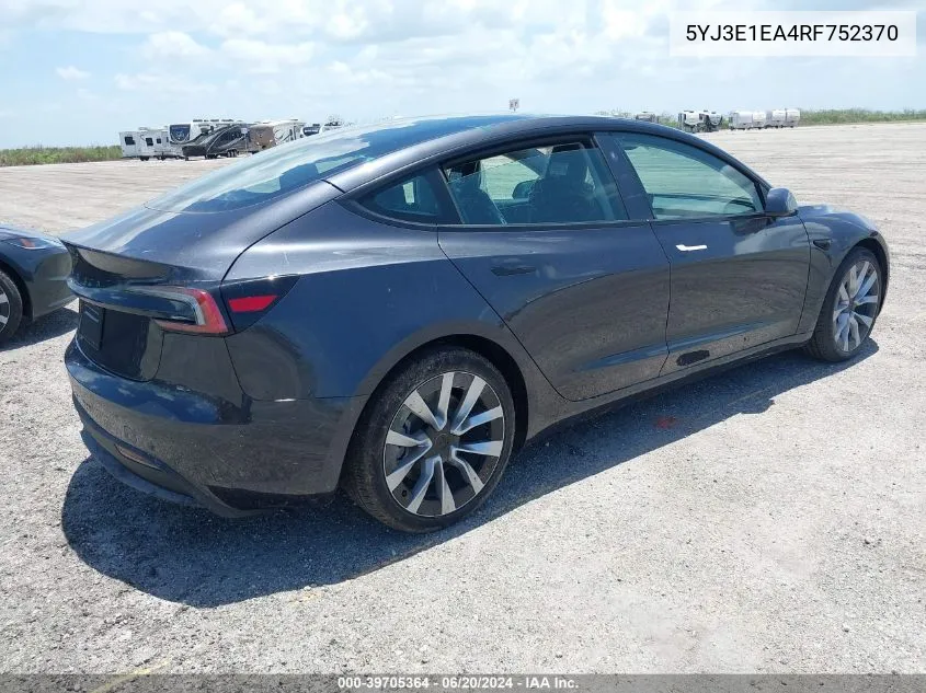 5YJ3E1EA4RF752370 2024 Tesla Model 3