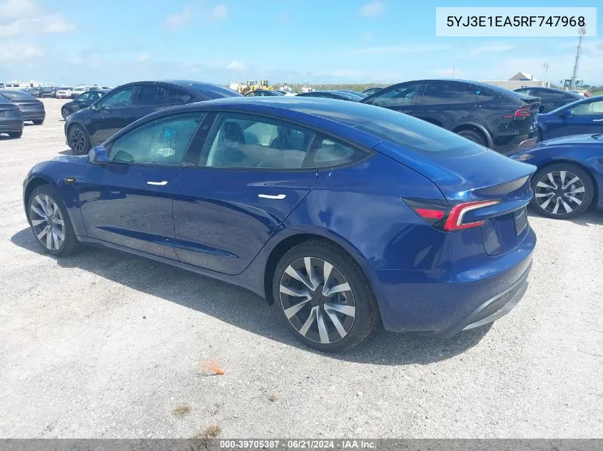 5YJ3E1EA5RF747968 2024 Tesla Model 3 Rear-Wheel Drive