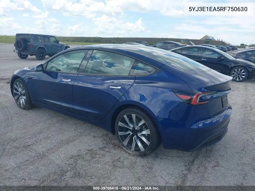 5YJ3E1EA5RF750630 2024 Tesla Model 3 Rear-Wheel Drive