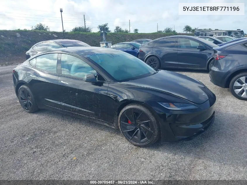 2024 Tesla Model 3 VIN: 5YJ3E1ET8RF771196 Lot: 39705457