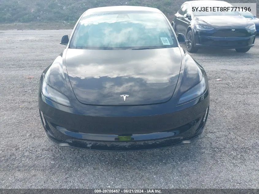 2024 Tesla Model 3 VIN: 5YJ3E1ET8RF771196 Lot: 39705457