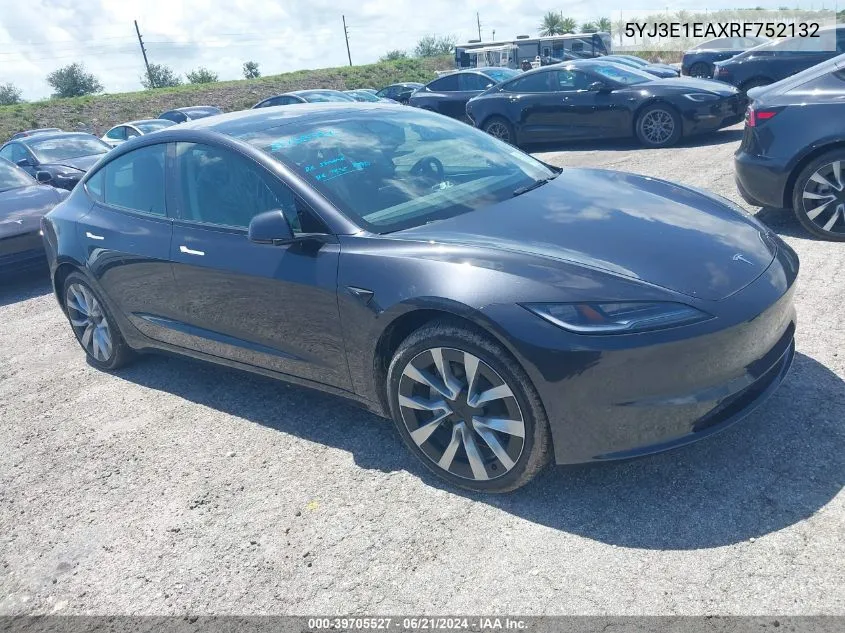 5YJ3E1EAXRF752132 2024 Tesla Model 3 Rear-Wheel Drive