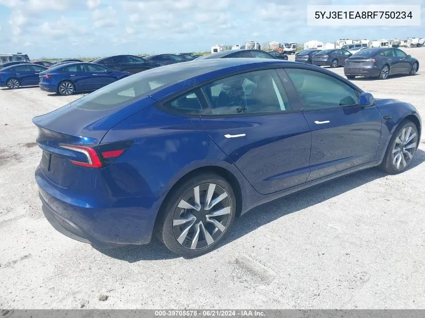 5YJ3E1EA8RF750234 2024 Tesla Model 3 Rear-Wheel Drive