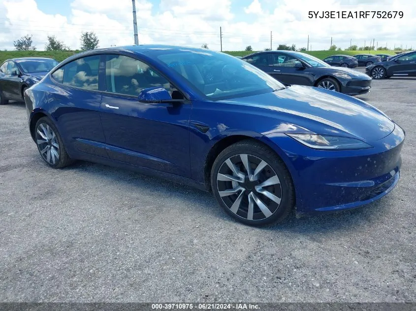 2024 Tesla Model 3 VIN: 5YJ3E1EA1RF752679 Lot: 39710975