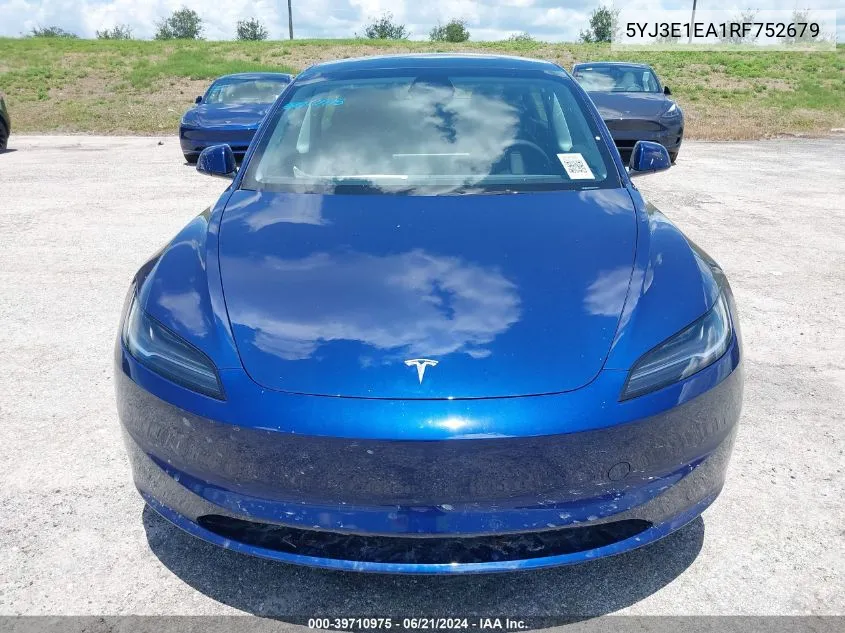 2024 Tesla Model 3 VIN: 5YJ3E1EA1RF752679 Lot: 39710975