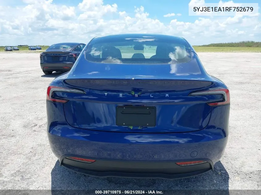 2024 Tesla Model 3 VIN: 5YJ3E1EA1RF752679 Lot: 39710975