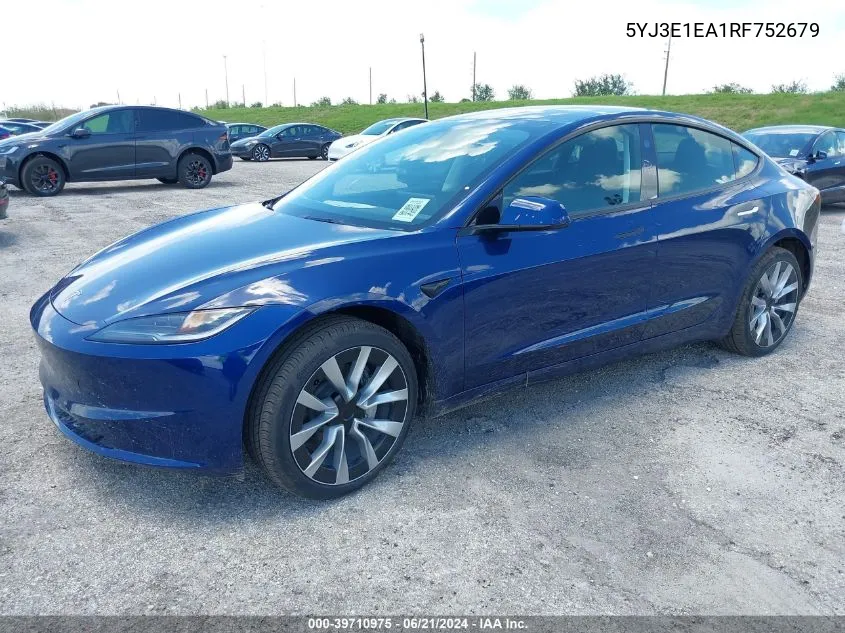 5YJ3E1EA1RF752679 2024 Tesla Model 3