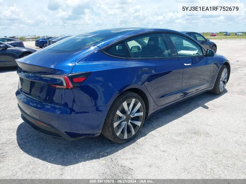 5YJ3E1EA1RF752679 2024 Tesla Model 3