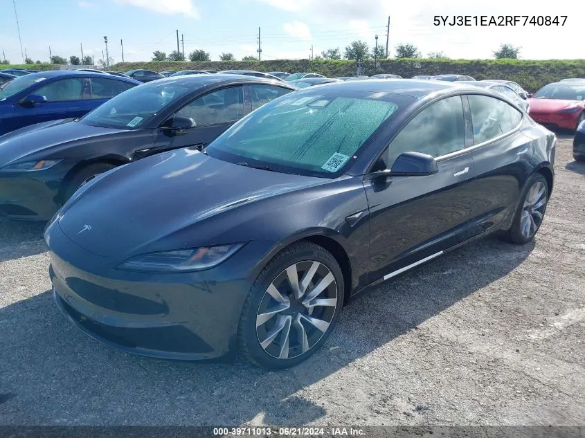 5YJ3E1EA2RF740847 2024 Tesla Model 3 Rear-Wheel Drive