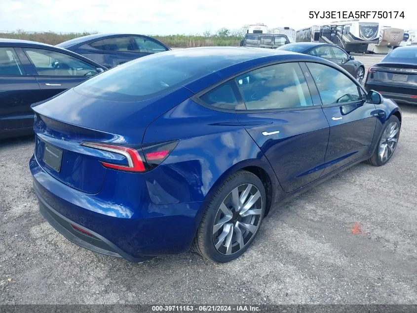 5YJ3E1EA5RF750174 2024 Tesla Model 3 Rear-Wheel Drive