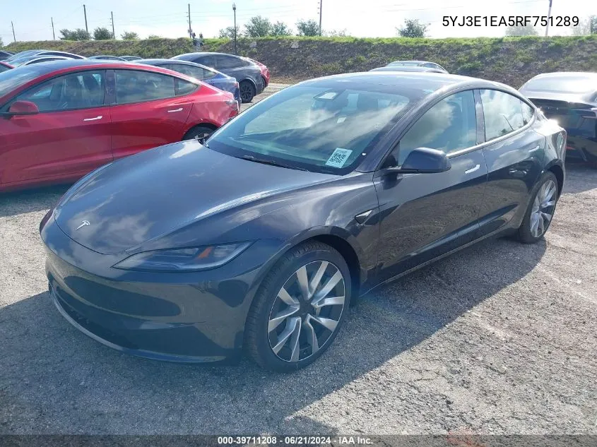 5YJ3E1EA5RF751289 2024 Tesla Model 3 Rear-Wheel Drive