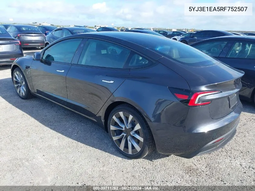 5YJ3E1EA5RF752507 2024 Tesla Model 3 Rear-Wheel Drive