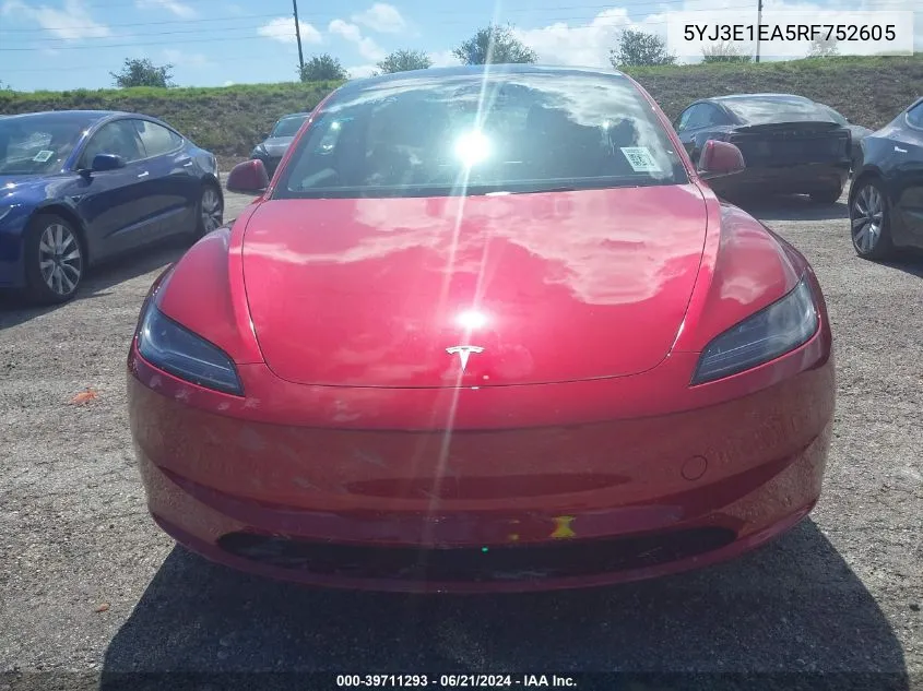 5YJ3E1EA5RF752605 2024 Tesla Model 3 Rear-Wheel Drive