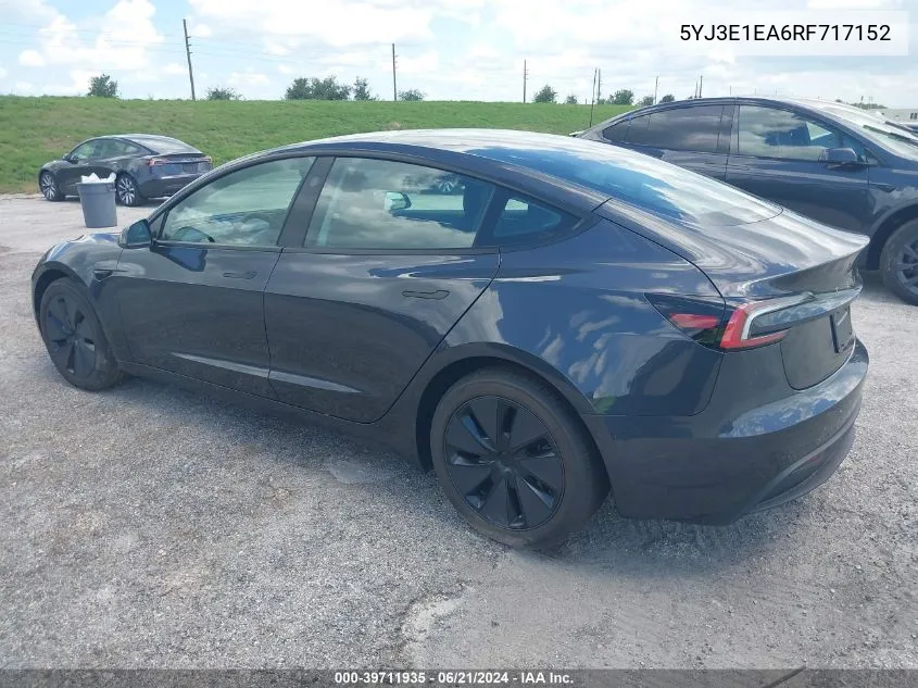 5YJ3E1EA6RF717152 2024 Tesla Model 3 Rear-Wheel Drive