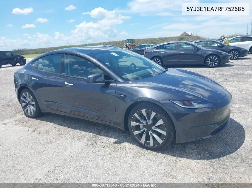 5YJ3E1EA7RF752685 2024 Tesla Model 3 Rear-Wheel Drive