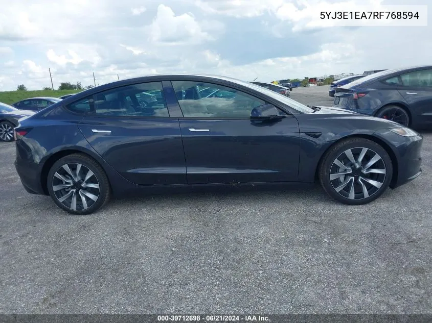 5YJ3E1EA7RF768594 2024 Tesla Model 3 Rear-Wheel Drive