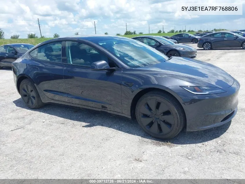 5YJ3E1EA7RF768806 2024 Tesla Model 3 Rear-Wheel Drive