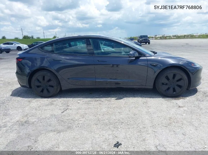 5YJ3E1EA7RF768806 2024 Tesla Model 3 Rear-Wheel Drive