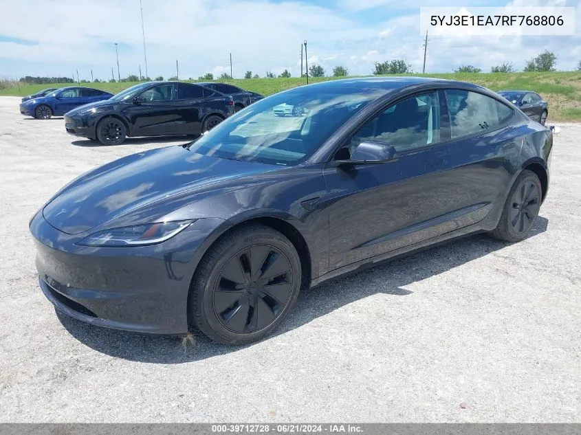 5YJ3E1EA7RF768806 2024 Tesla Model 3 Rear-Wheel Drive