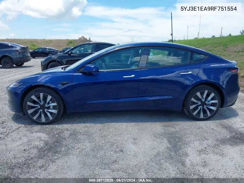 5YJ3E1EA9RF751554 2024 Tesla Model 3 Rear-Wheel Drive