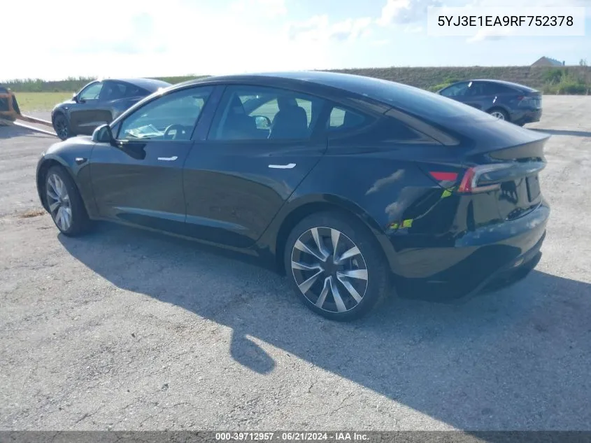 5YJ3E1EA9RF752378 2024 Tesla Model 3 Rear-Wheel Drive