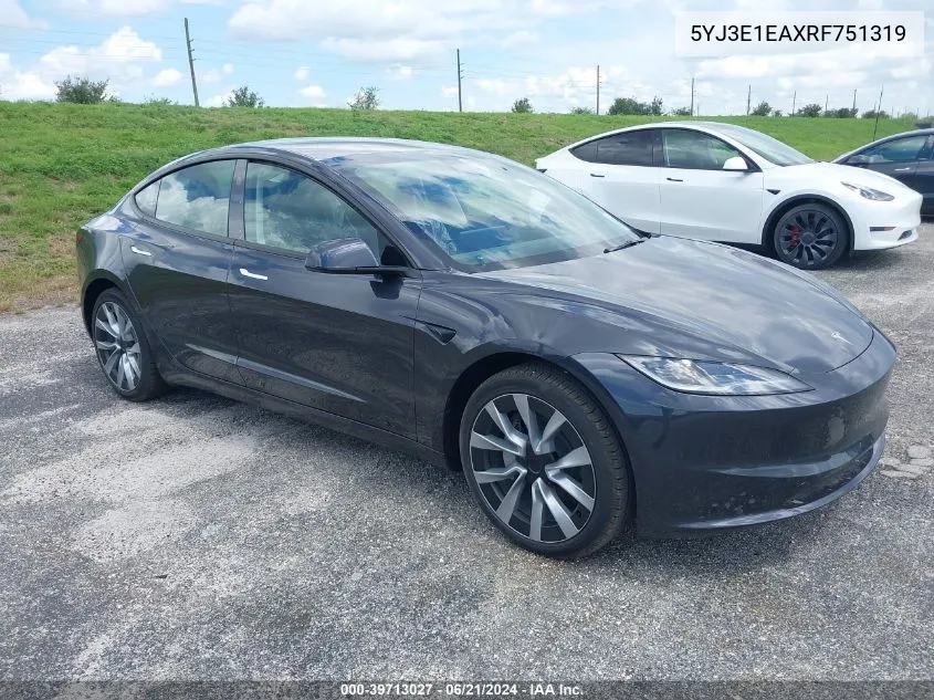 5YJ3E1EAXRF751319 2024 Tesla Model 3 Rear-Wheel Drive