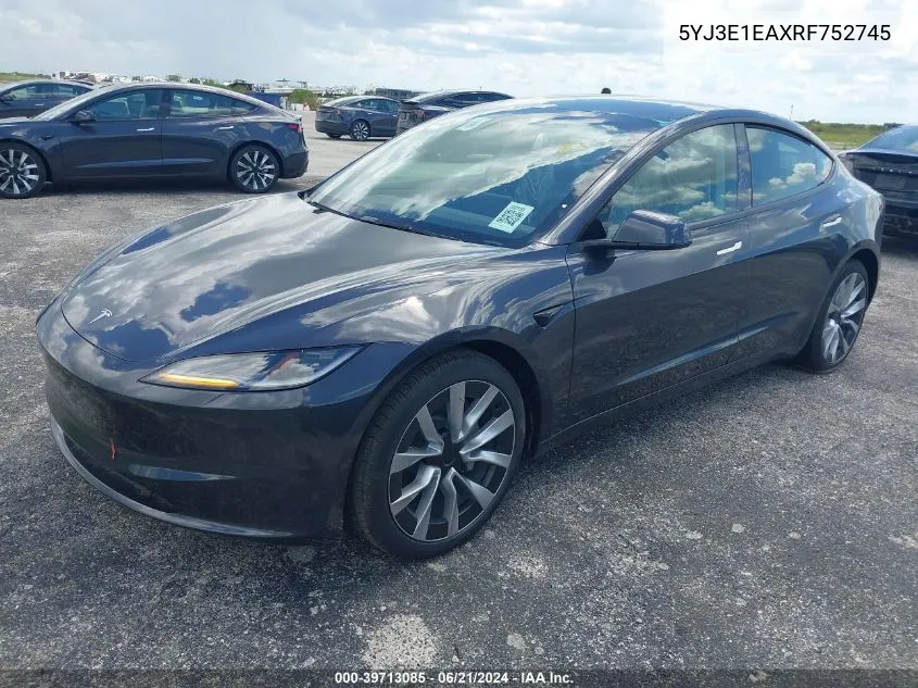 5YJ3E1EAXRF752745 2024 Tesla Model 3 Rear-Wheel Drive