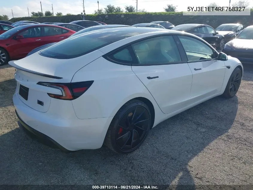 5YJ3E1ET4RF768327 2024 Tesla Model 3