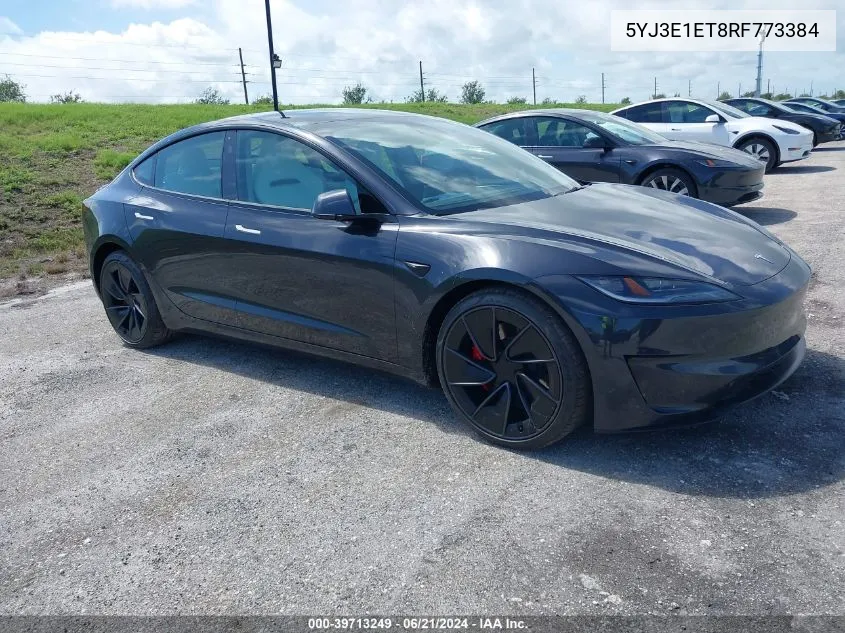 2024 Tesla Model 3 VIN: 5YJ3E1ET8RF773384 Lot: 39713249