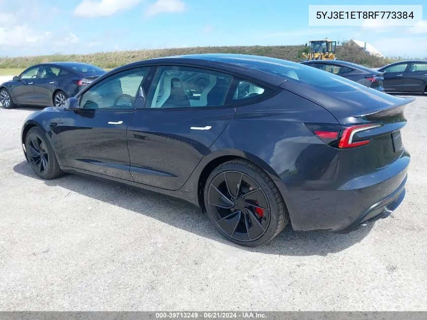 2024 Tesla Model 3 VIN: 5YJ3E1ET8RF773384 Lot: 39713249