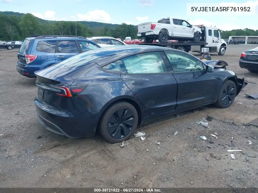 5YJ3E1EA5RF761952 2024 Tesla Model 3 Rear-Wheel Drive