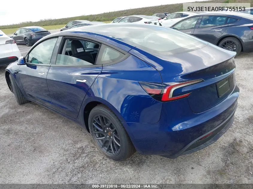 5YJ3E1EA0RF755153 2024 Tesla Model 3 Rear-Wheel Drive