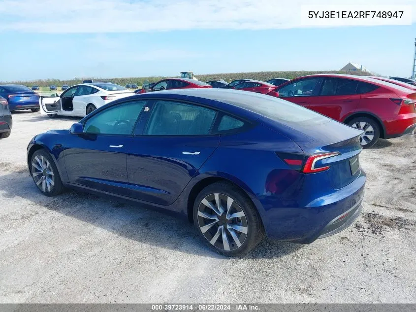 5YJ3E1EA2RF748947 2024 Tesla Model 3 Rear-Wheel Drive