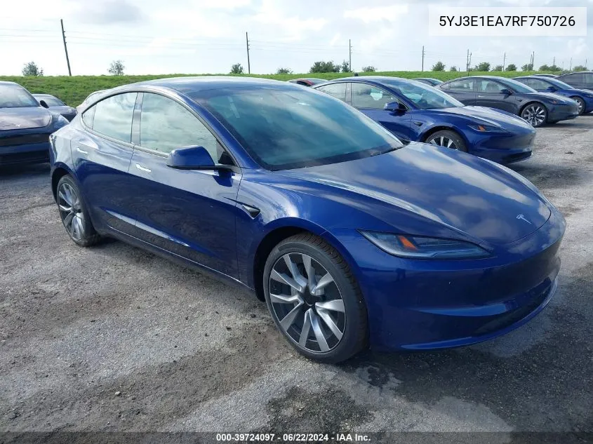 5YJ3E1EA7RF750726 2024 Tesla Model 3 Rear-Wheel Drive