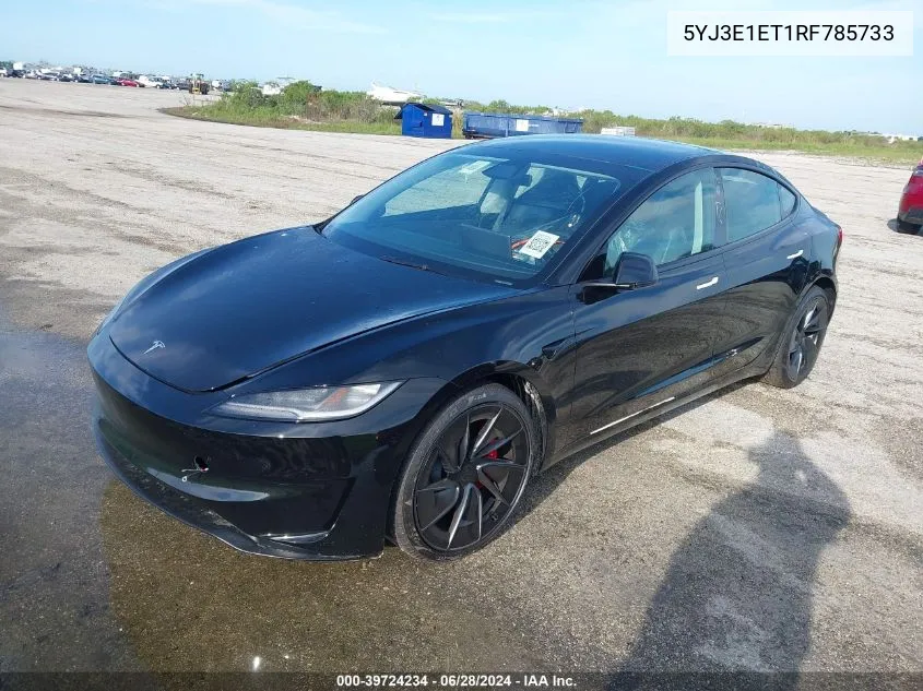 2024 Tesla Model 3 VIN: 5YJ3E1ET1RF785733 Lot: 39724234